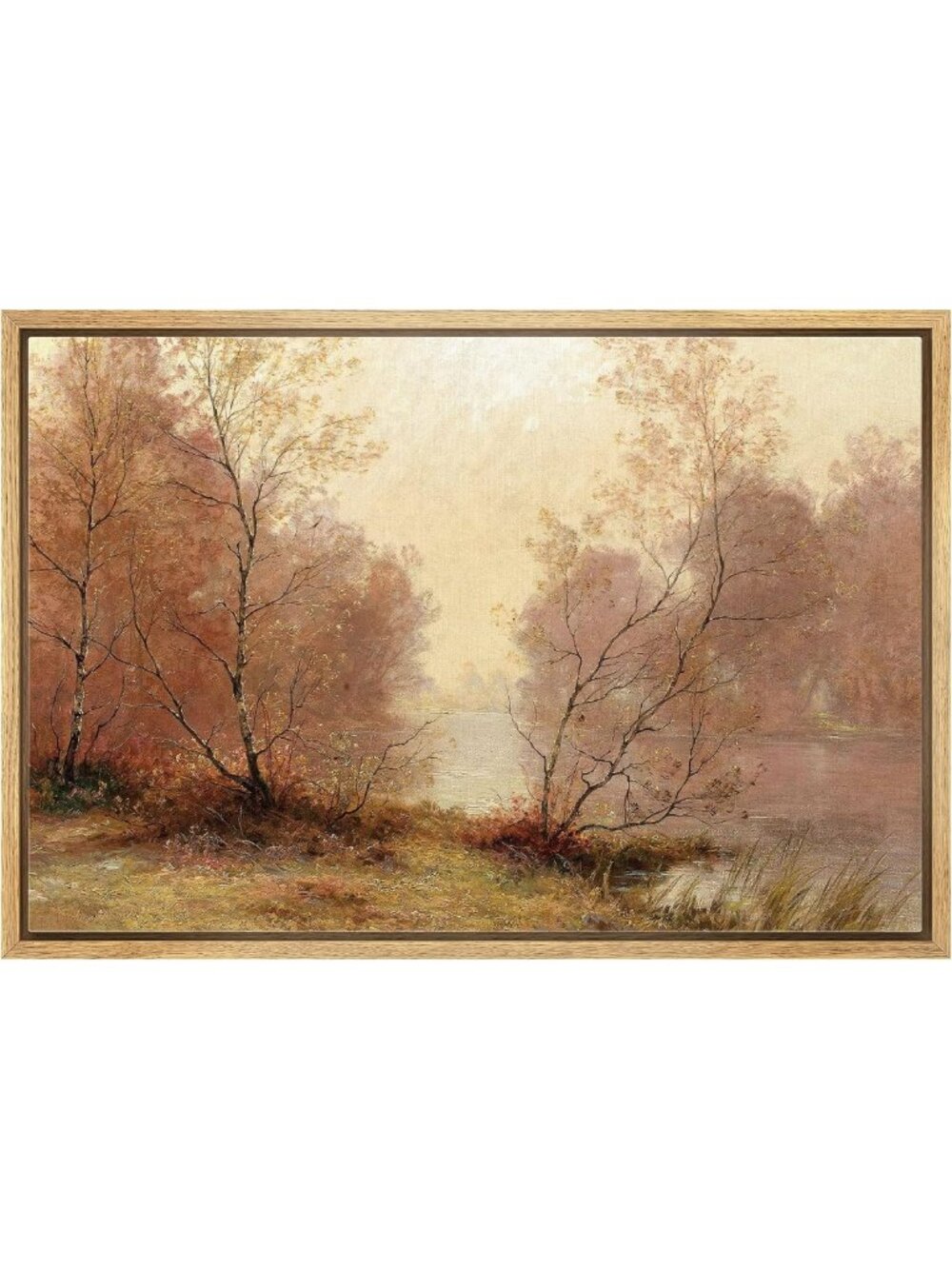 Framed Canvas Wall Art - Autumn Forest Trees Nature Print for Living Room